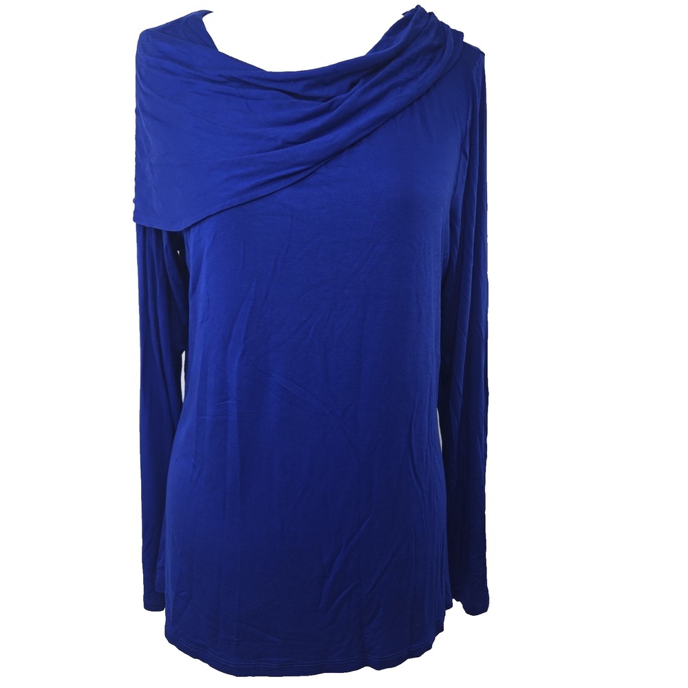 Cable & Gauge XL Cobalt Sapphire Blue Jersey Rayon Long Sleeve Tunic Top New $50